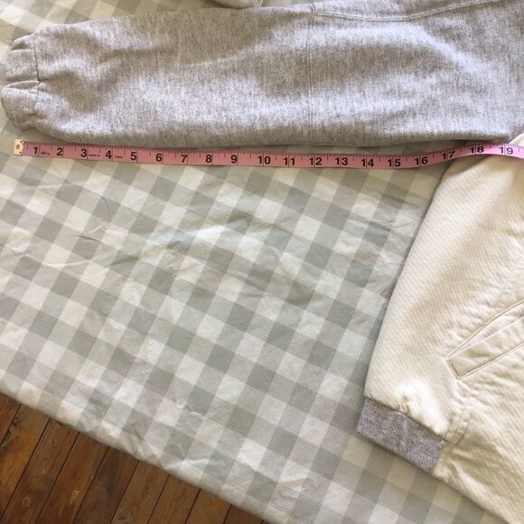 Beautiful Ann Taylor Loft zip jacket Medium silver grey fleece ecru white cotton - Picture 8 of 13